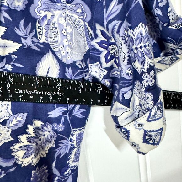 VTG Alexander Campbell 2 Piece Blue Button Down Top & Skirt Set Floral Collared - Picture 4 of 9